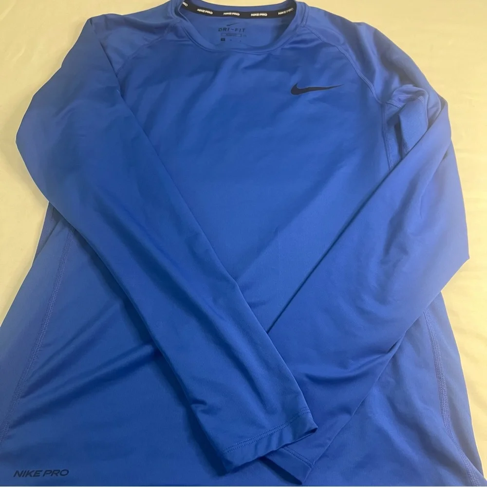 Nike Pro Dri-FIT Long Sleeve Shirt Men’s Medium‎ Blue Slim Fit Athletic Training